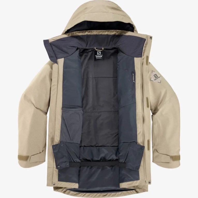 Chaquetas De Esquí Salomon Stance Cargo Insulated Encapuchado Hombre Beige | MX YDCQ845